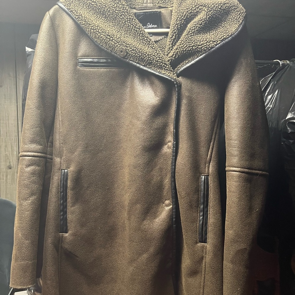 Sam Edelman Brown Vegan Leather Textured Jacket